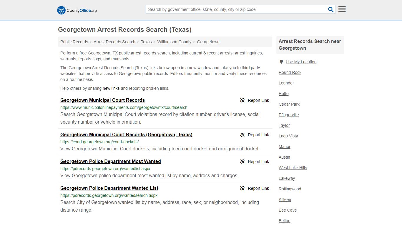 Arrest Records Search - Georgetown, TX (Arrests & Mugshots)