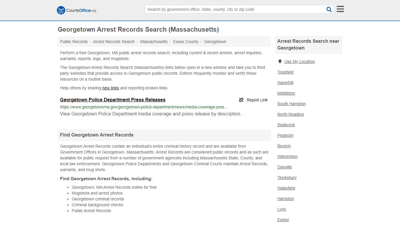 Arrest Records Search - Georgetown, MA (Arrests & Mugshots)