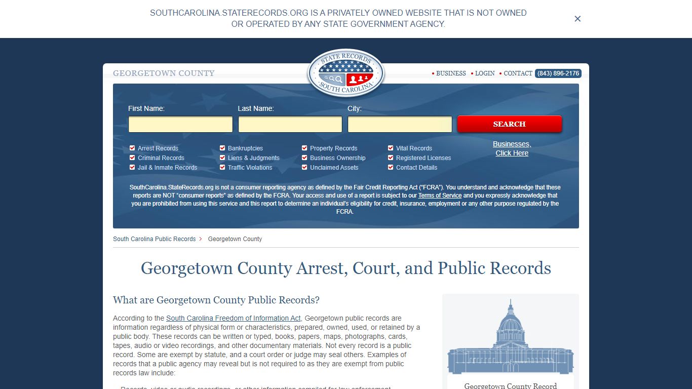 Georgetown County Arrest, Court, and Public Records