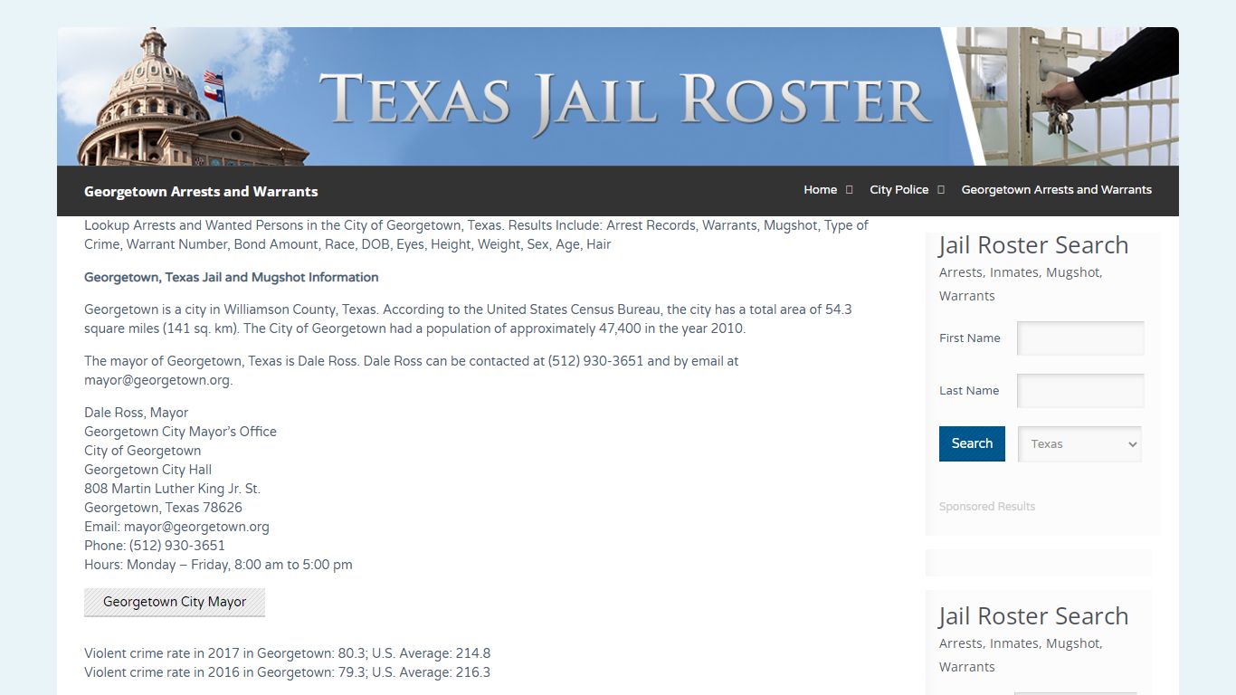 Georgetown Arrests and Warrants | Jail Roster Search